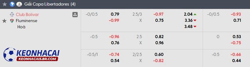 Tỷ lệ soi kèo Bolivar vs Fluminense Tỷ lệ soi kèo Bolivar vs Fluminense