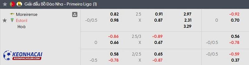 Tỷ lệ soi kèo Moreirense vs Estoril Tỷ lệ soi kèo Moreirense vs Estoril